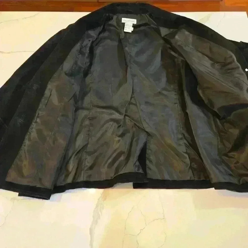 VTG Black Suede Leather Womens Western Boho Blazer Jacket Size XL XXL - Picture 8 of 10